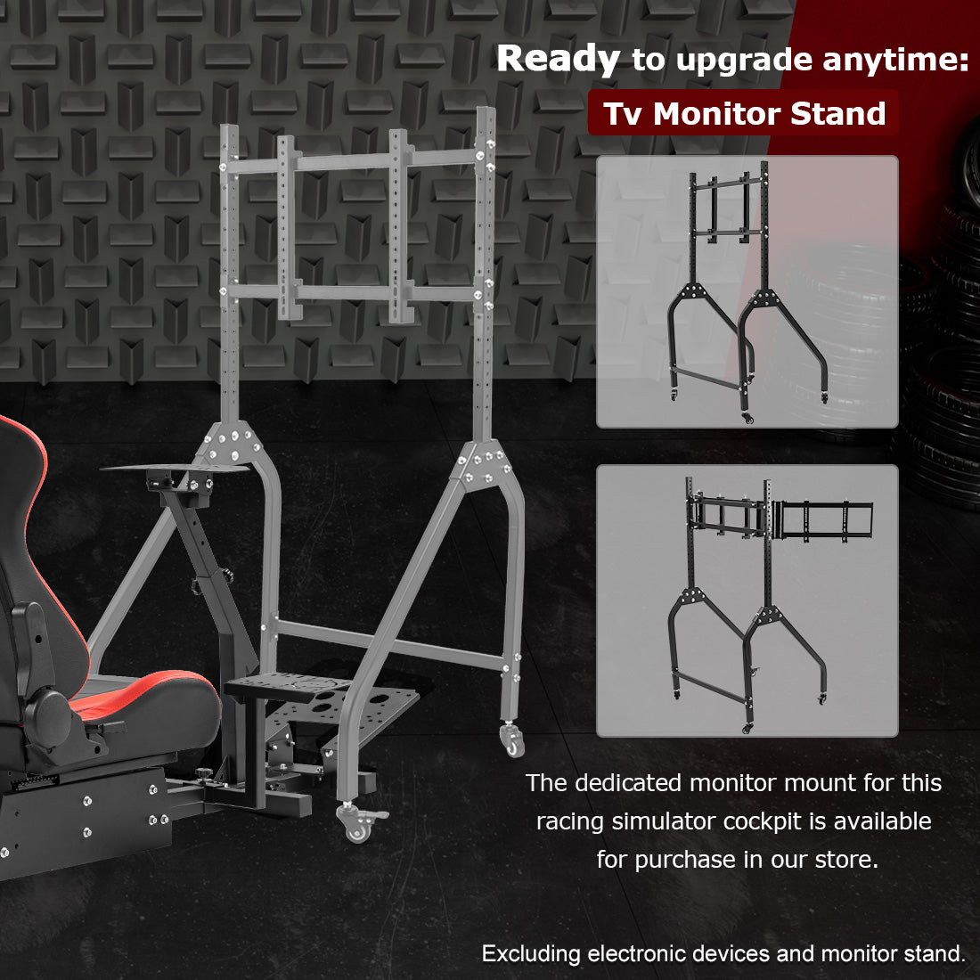 Zootopo Racing Simulator Cockpit with Red Seat Multi-level Adjustment Fit for Logitech/Thrustmaster/Fanatec G29,G920,G923&T300RS&CSL-DD One-Piece Cockpit,Wheel,Handbrake and Pedals Not Included