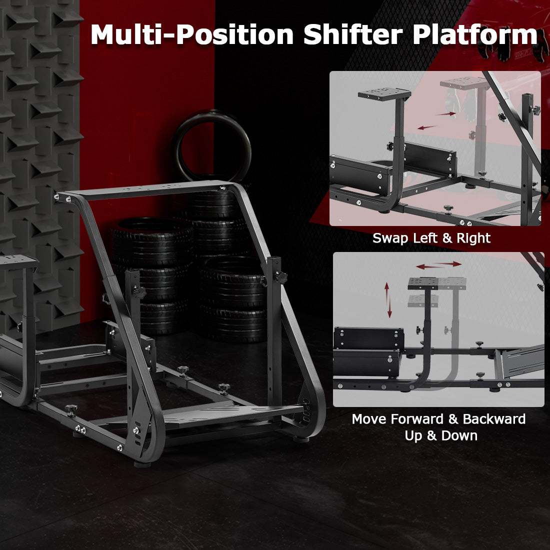 Zootopo Racing Simulator Cockpit Mountable Monitor Stand&Adjustable, Fits for Logitech/Thrustmaster/Fanatec G920 G923 G29&T80 T150, Frame Double Arm Reinforcement, No Steering Wheel,Pedal,Handbrake,Seat