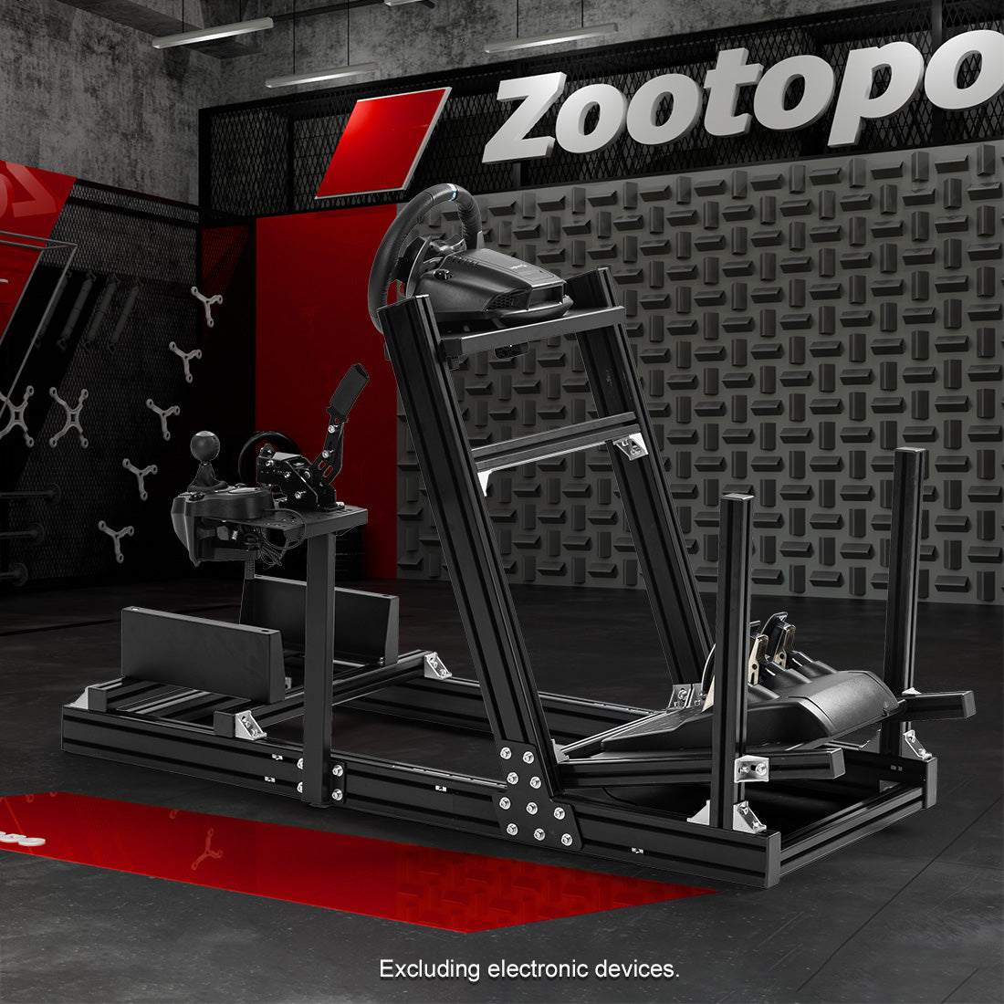 Zootopo 8040 Aluminum Profile Racing Simulaor Cockpit Fit for Logitech/Thrustmaster/Fanatec/Moza G920,G923 Professional&Expandability,F1 Trunk,No Seat,Handbrake,Pedals,Steering Wheel