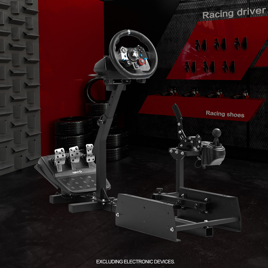Zootopo Driving Simulator Cockpit Racing Wheel Mount, Compatible with Logitech G25/G27/G29/G920, Featuring Adjustable-height Gaming Frame with Shifter Bracket,Does Not Include Steering Wheel, Pedals, or Handbrake