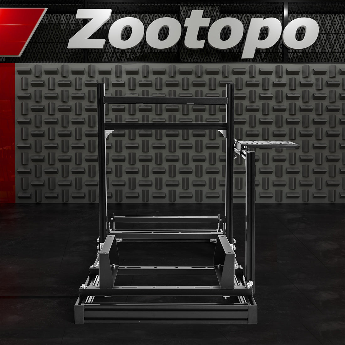 Zootopo 3060 Aluminum Profile Racing Simulator Cockpit, Infinitely Adjustable, Compatible with Thrustmaster/Fanatec/Logitech G29 steering wheels, specifically designed for the Sim Frame 3060 chassis. Does not include steering wheel, pedals, or handbrake