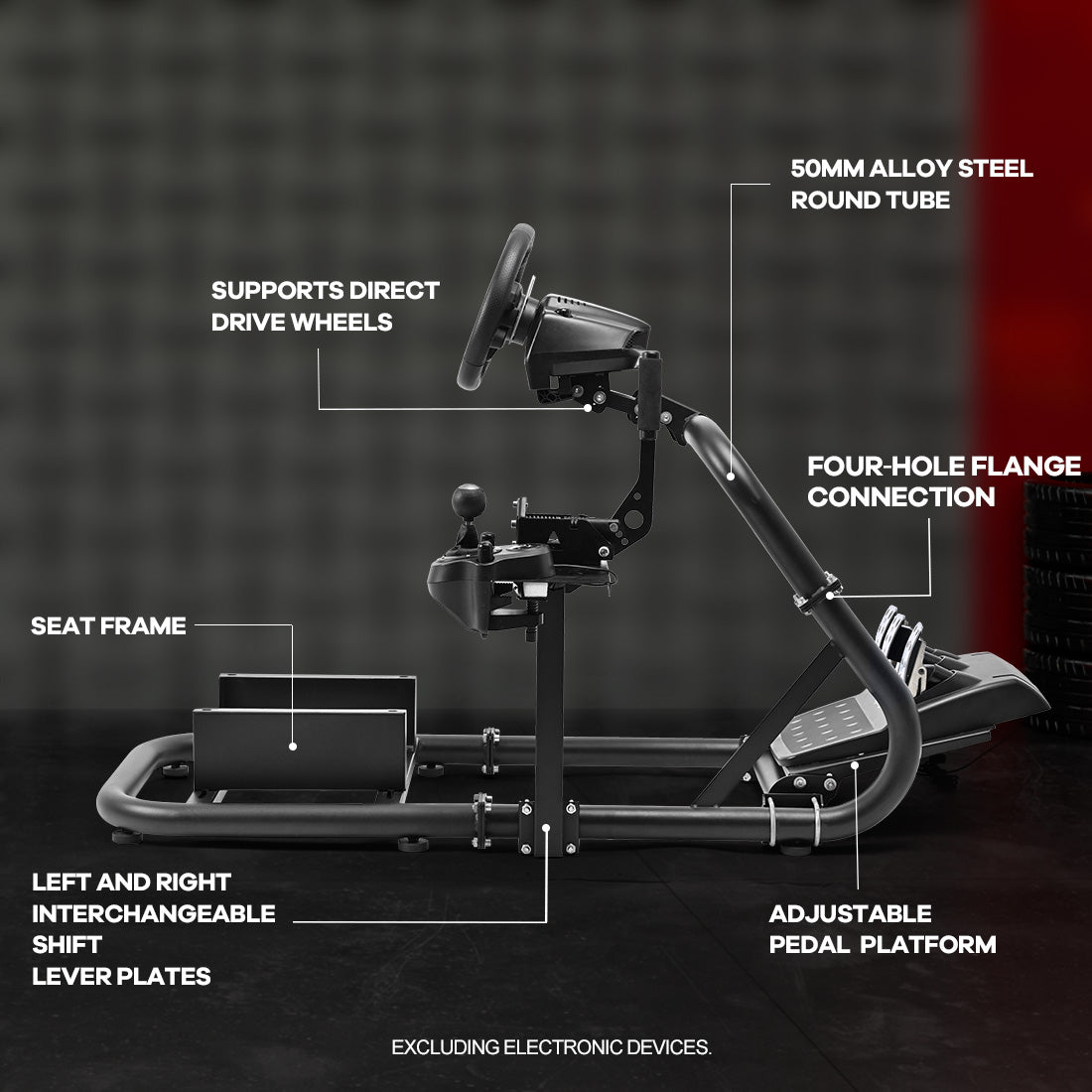 Zootopo Racing Sim Cockpit Wheel Stand fits for Logitech/Thrustmaster g25,g27,g923,t3pa,T248x,T80,T300RS TX, 50mm Round Tube Freedom Upgrade Steering Wheel Pedal Seat Not Included