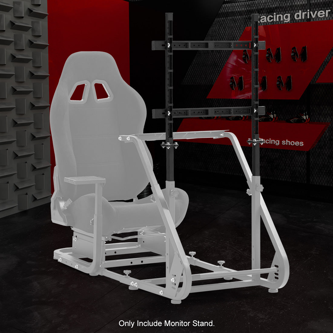 Zootopo Simulator Monitor Mount Fit for Multi-Brand Cockpit Mountable 32-55 inchs Display,Height Adjustable,NO TV,Steering Wheel,Shift Lever,Pedals,Seat and Race Frame