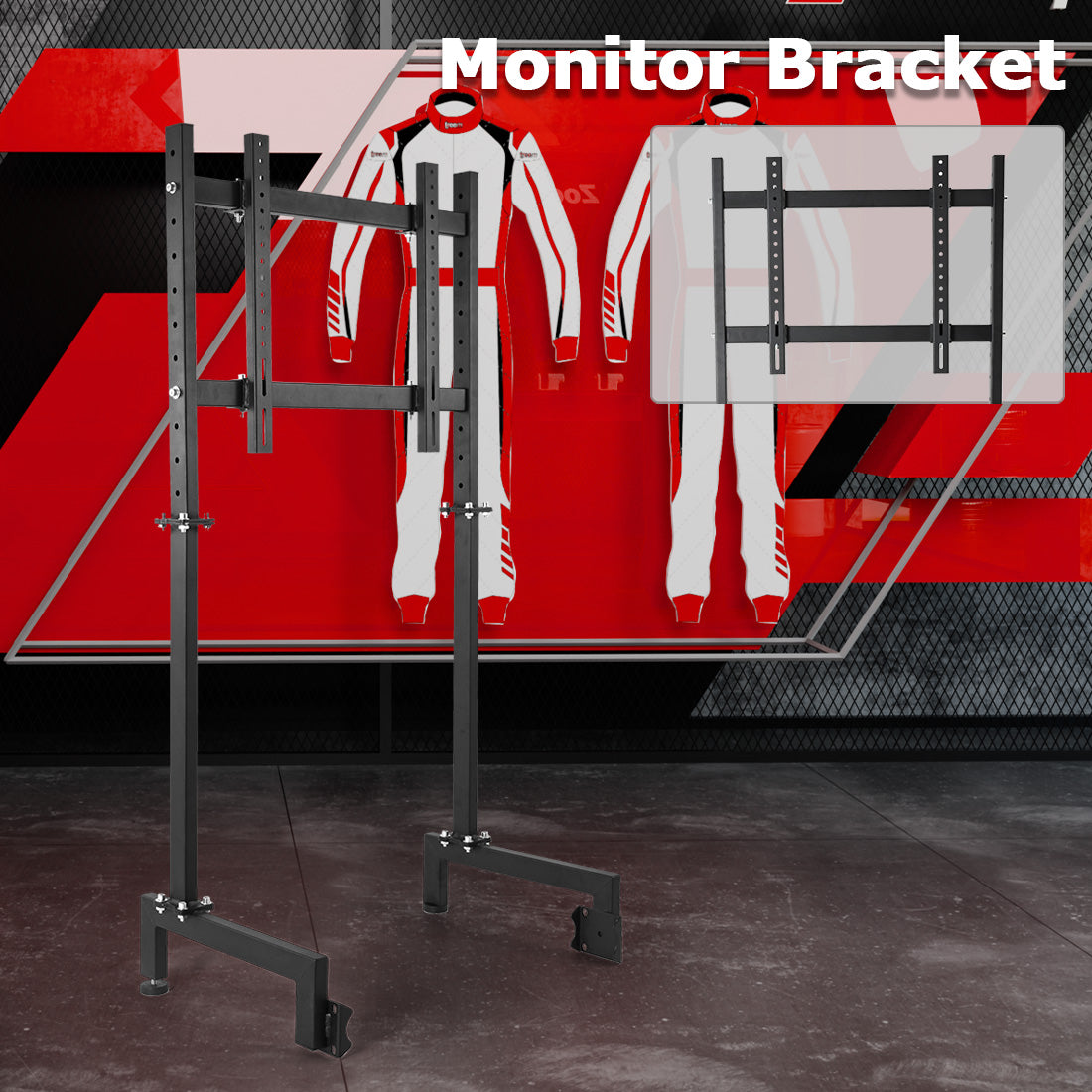 Zootopo Racing Sim Monitor Mount for Racing Simulator Cockpit Support Monitor from 24 to 60 inch,Stable Height Position,Adjustable Driving Display Stand for TV and PC Monitor,NO Steering Wheel,Shift Lever,Pedals,TV,Seat and Cockpit