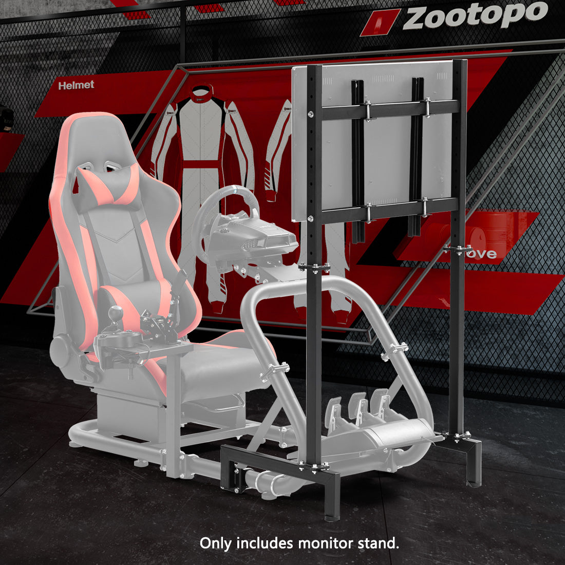 Zootopo Racing Sim Monitor Mount for Racing Simulator Cockpit Support Monitor from 24 to 60 inch,Stable Height Position,Adjustable Driving Display Stand for TV and PC Monitor,NO Steering Wheel,Shift Lever,Pedals,TV,Seat and Cockpit