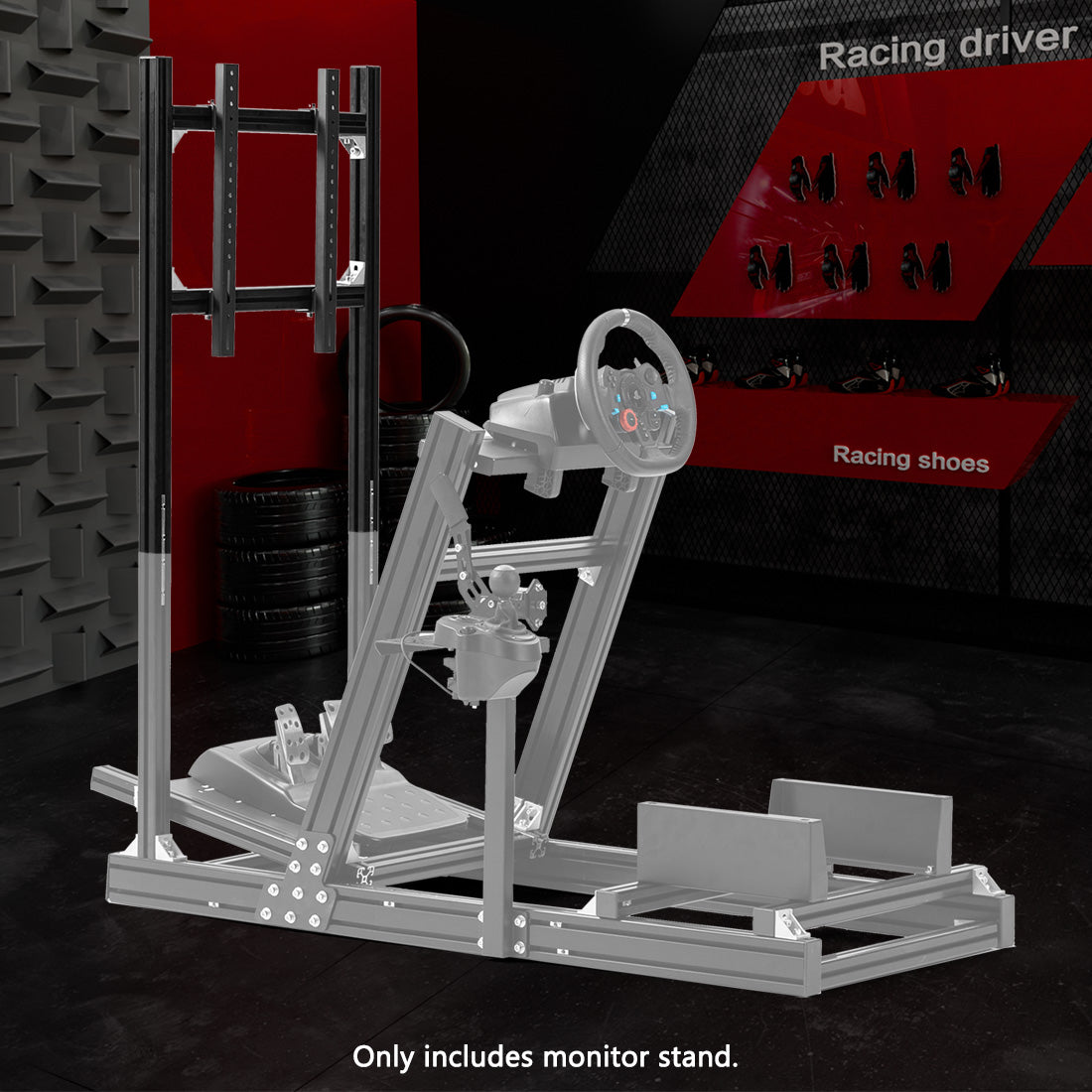 Zootopo 4040 Aluminum Profile Monitor Stand for Racing Simulator Cockpit Compatible with 27-65 Inch Display TV Mount,Adjustable Height,No Steering Wheel,Shift Lever,Pedals,TV,Seat and Cockpit