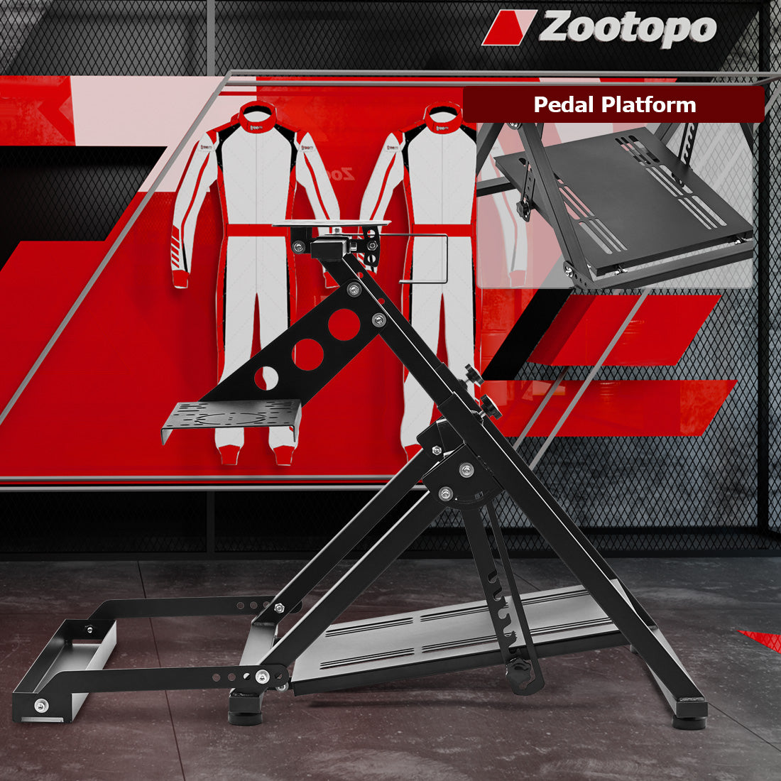 Zootopo Racing simulator Stand with Pulley Chair Fixing, Fit for Logitech G25 G27 G920/Fanatec/Thrustmaster, Adjustable Foldable Without Steering Wheel,Pedal and Handbrake