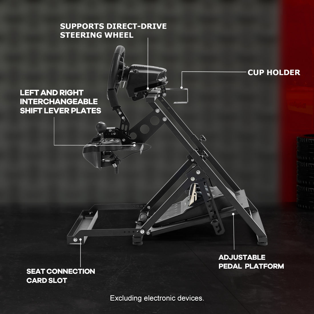 Zootopo Racing simulator Stand with Pulley Chair Fixing, Fit for Logitech G25 G27 G920/Fanatec/Thrustmaster, Adjustable Foldable Without Steering Wheel,Pedal and Handbrake