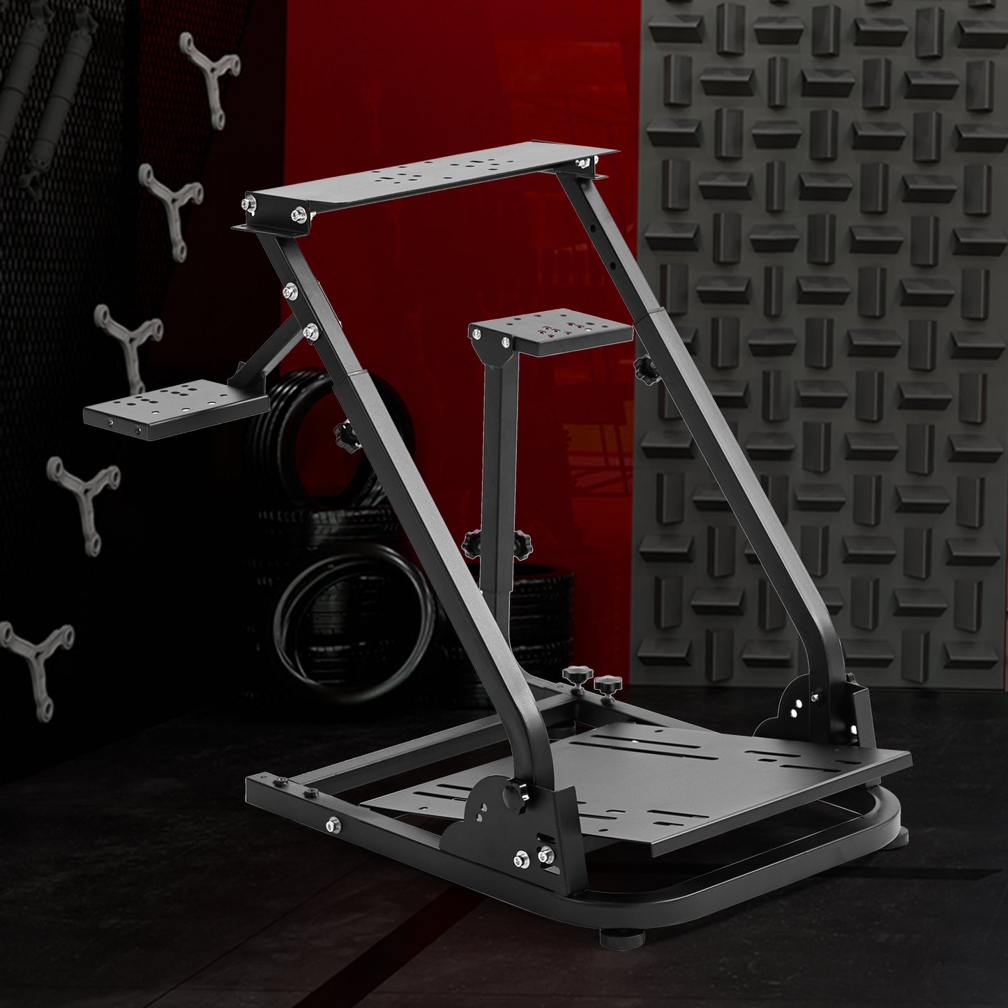 Zootopo Racing Steering Wheel Stand, Foldable Dual Shift Levers, Fit for Logitech G920/Thrustmaster/PXN, Multi-level Adjustable, Easy Storage, Install Cockpit, No Handbrake, Pedal and Steering Wheel