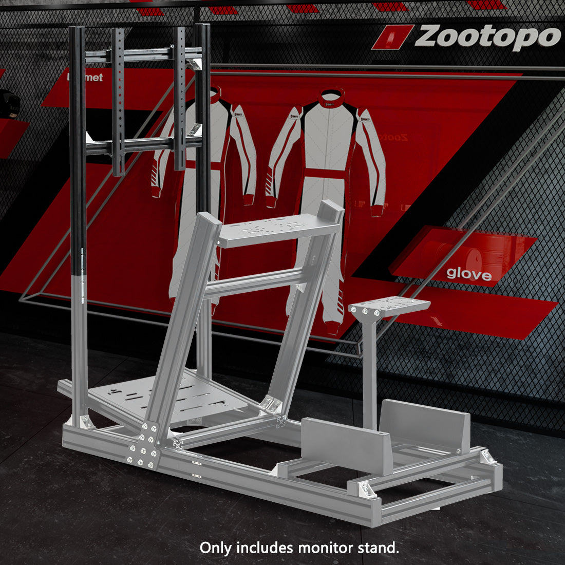 Zootopo 4040 Aluminum Profile Monitor Stand for Racing Simulator Cockpit Compatible with 27-65 Inch Display TV Mount,Adjustable Height,No Steering Wheel,Shift Lever,Pedals,TV,Seat and Cockpit