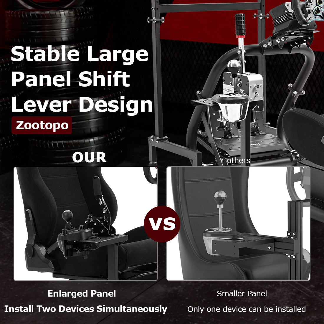 Zootopo Professional Racing Simulator Cockpit Frame with Black Seat&Monitor Stand, Fit for Logitech G920/Thrustmaster/Moza, Shifter Platform Upgrade, No Wheel, Pedals, Handbrake and Monitor