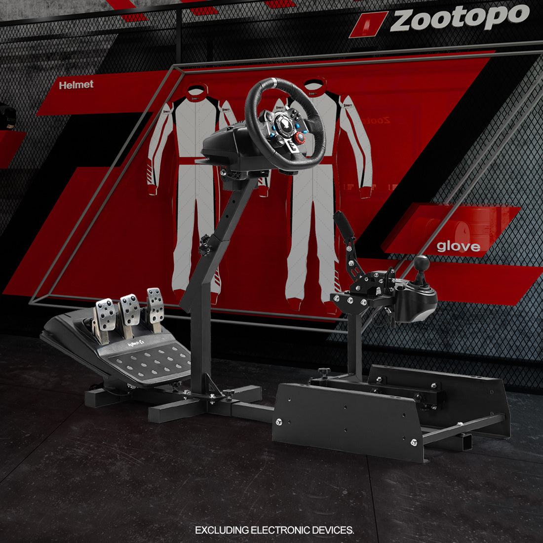 Zootopo Driving Simulator Cockpit Racing Wheel Mount, Compatible with Logitech G25/G27/G29/G920, Featuring Adjustable-height Gaming Frame with Shifter Bracket,Does Not Include Steering Wheel, Pedals, or Handbrake