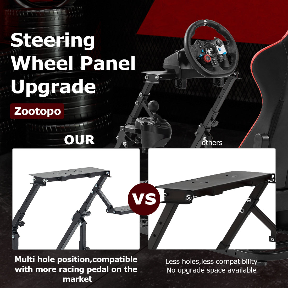 Zootopo Racing Simulator Cockpit with Red Seats, Fit for Logitech G923/G29/G920, Thrustmaster, Fanatec, Unlimited Adjustment,Not Included Shifter,Wheel,Pedals