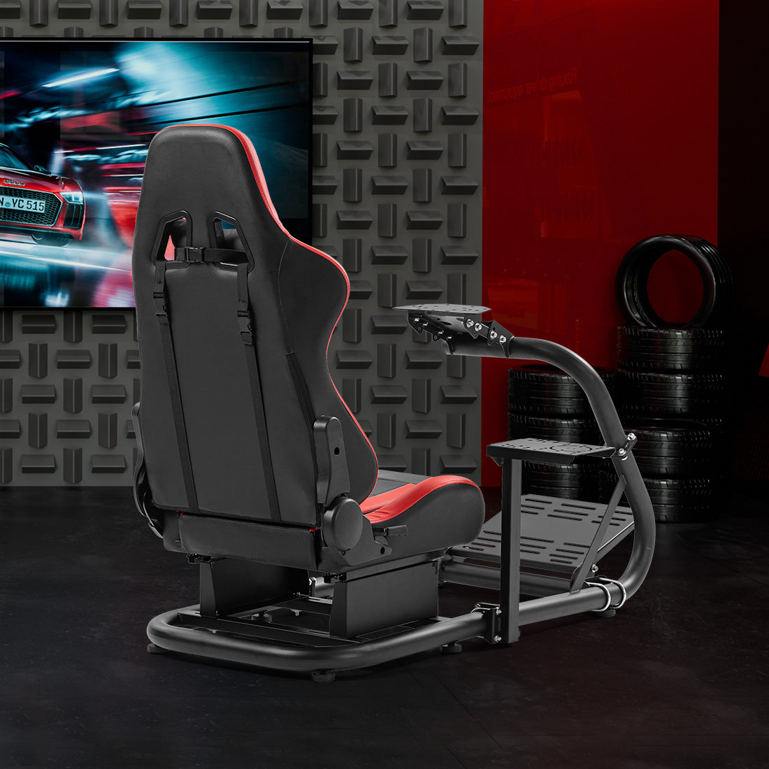 Zootopo Adjustable Racing Cockpit Red Seat Fit for Logitech, Thrustmaster,G923,G920,Wheel Shifter Pedals Not Included
