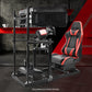 Zootopo 3060 Aluminum Profile Racing Simulator Cockpit with Red Seat and Triple-monitor Setup, Fit for Thrustmaster,for Fanatec,for Logitech G29 , Adjustable Driving Simulator Cockpit, Does Not Include Steering Wheel, Pedals, or Handbrake
