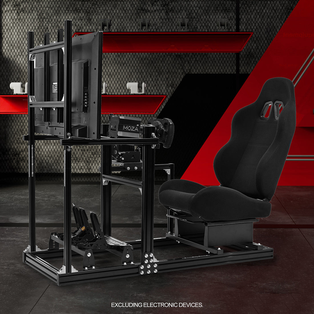 Zootopo 3060 Aluminum Profile Racing Simulator Cockpit with Monitor Mount, Fit for Thrustmaster/Fanatec/Logitech G29 , Adjustable Driving Simulator cockpit, Does Not Include Steering Wheel, Pedals, or Handbrake