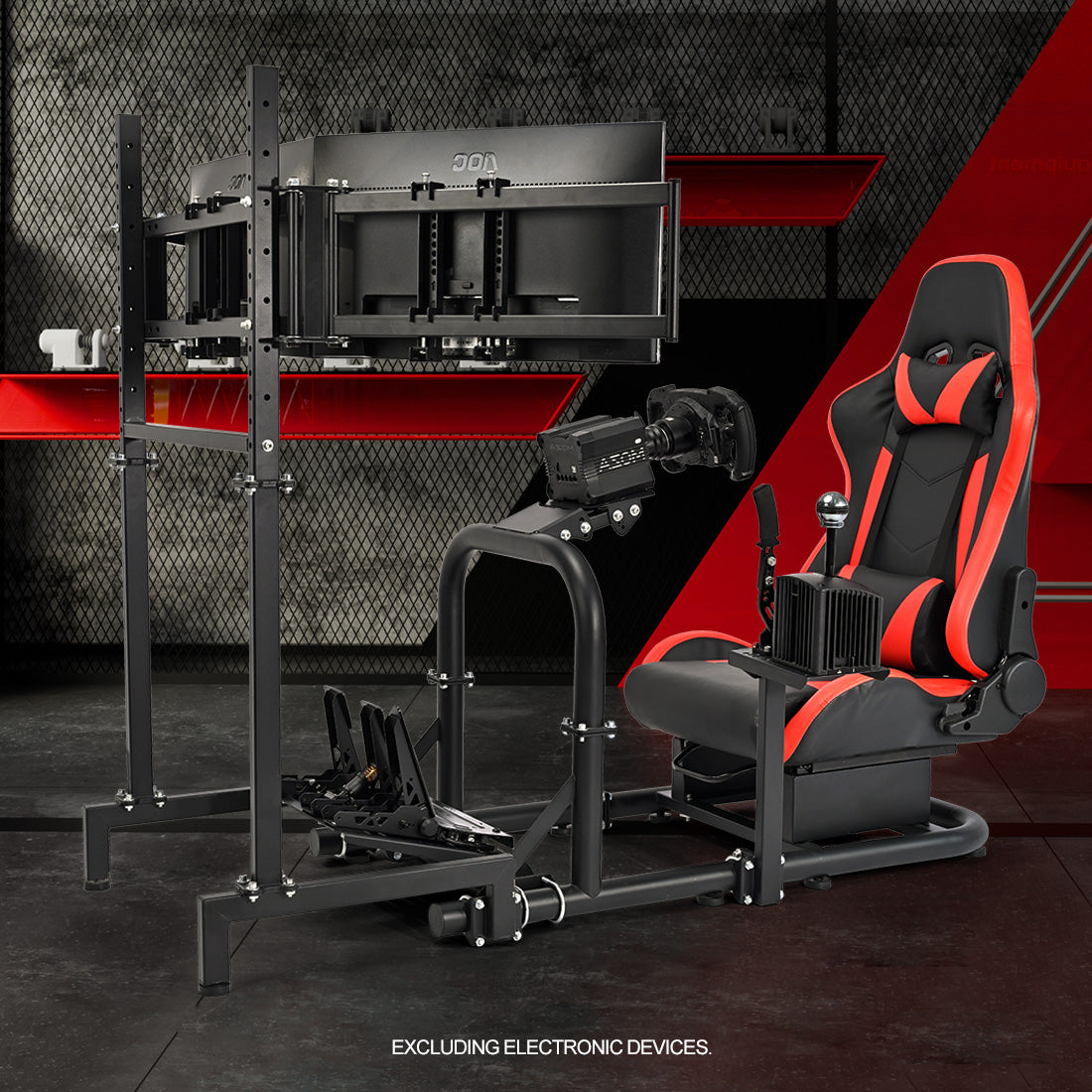 Zootopo Racing Sim Cockpit with Triple Monitor Mount and Seat Fits for Logitech/Thrustmaster/Fanatec/Moza G29 G920 G923 CSL-DD T248 Without Steering Wheel, Pedals ,TV and Shifter