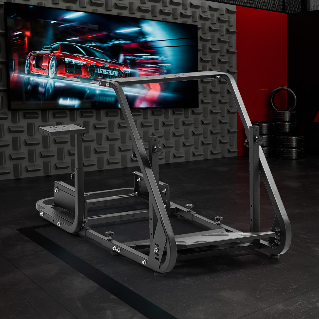 Zootopo Racing Simulator Cockpit Mountable Monitor Stand&Adjustable, Fits for Logitech/Thrustmaster/Fanatec G920 G923 G29&T80 T150, Frame Double Arm Reinforcement, No Steering Wheel,Pedal,Handbrake,Seat