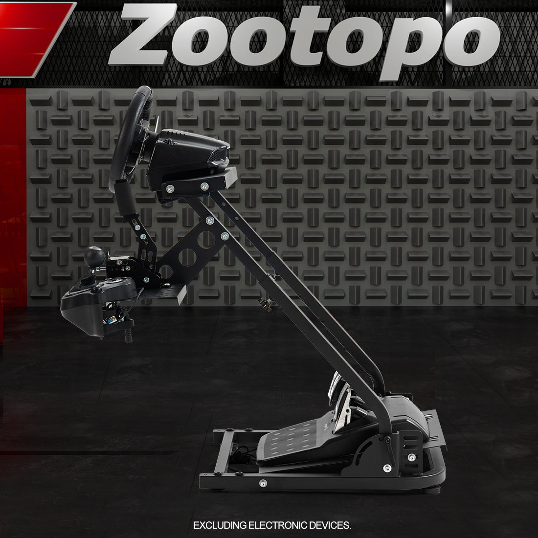 Zootopo Racing Wheel Stand with Gear Shifter and Pedal Mount, Fit for Logitech G25 G27 G29/Thrustmaster T150 T248,  Multi-position Adjustable Racing Cockpit with Easy Storage, Not Include Steering Wheel, Pedal and Handbrake