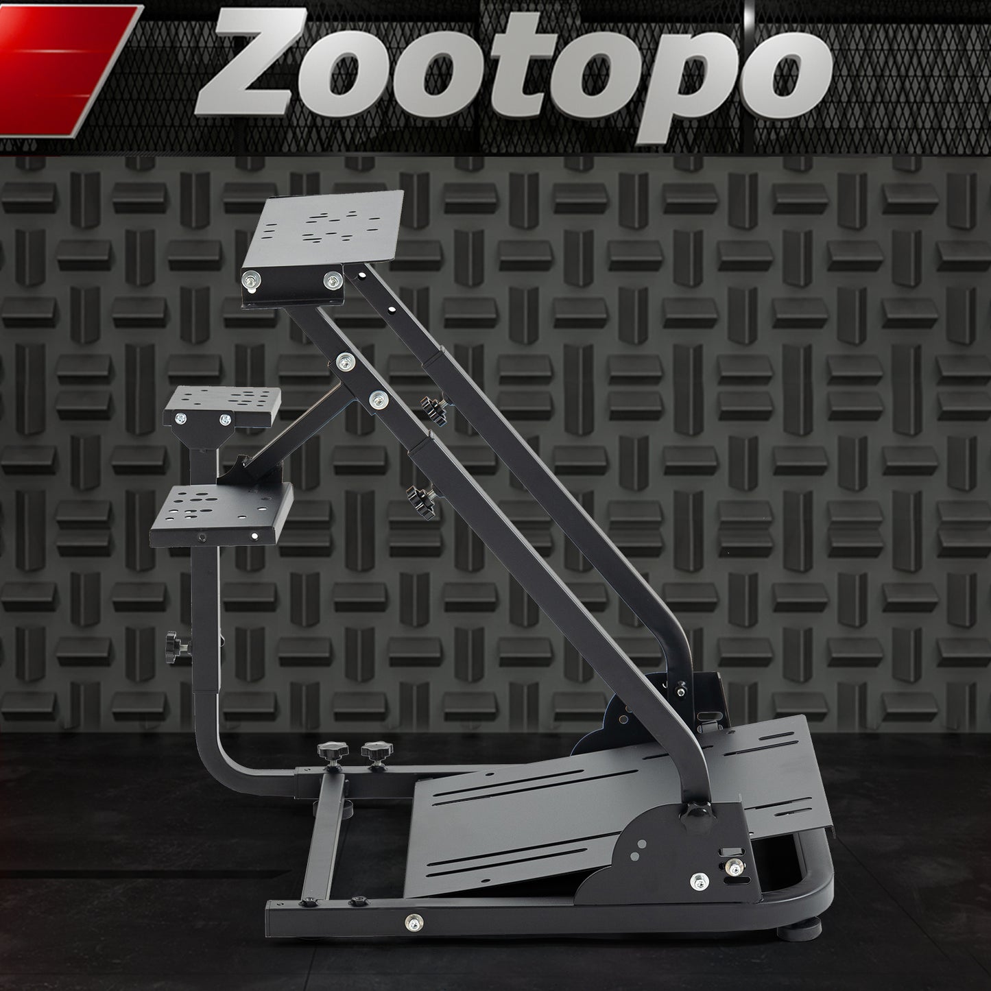 Zootopo Racing Steering Wheel Stand, Foldable Dual Shift Levers, Fit for Logitech G920/Thrustmaster/PXN, Multi-level Adjustable, Easy Storage, Install Cockpit, No Handbrake, Pedal and Steering Wheel