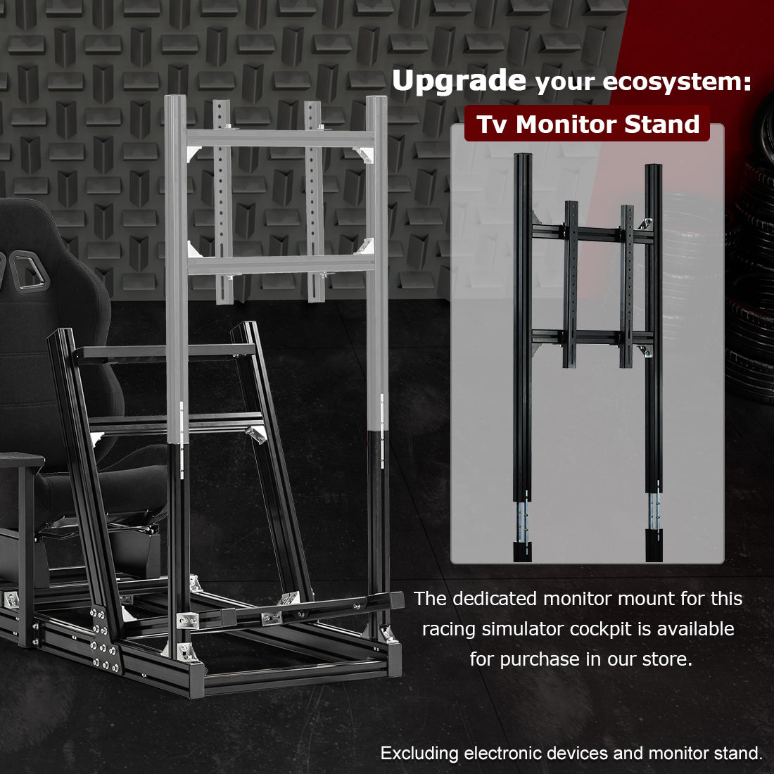Zootopo 8040 Aluminum Profile Racing Simulaor Cockpit Simulator with Black Seat Fit for Logitech/Thrustmaster/Fanatec/Moza G920,G923 Professional&Expandability,F1 Truck,No Handbrake,Pedals,Steering Wheel