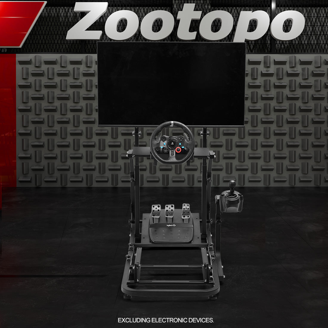 Zootopo Adjustable Sim Racing Cockpit with Monitor Mount, Fit for Logitech G923,Thrustmaster Wheels, Frame Double Arm Reinforcement, No Steering Wheel,Pedal,Display and Seat