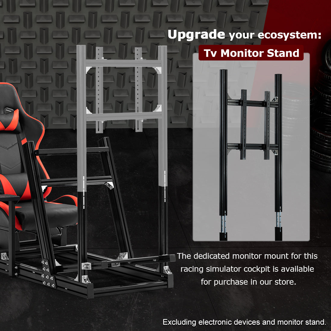 Zootopo 8040 Aluminum Profile Racing Simulaor Cockpit Simulator with Red Seat Fit for Logitech/Thrustmaster/Fanatec/Moza G920,G923 Professional&Expandability,F1 Truck,No Handbrake,Pedals,Steering Wheel