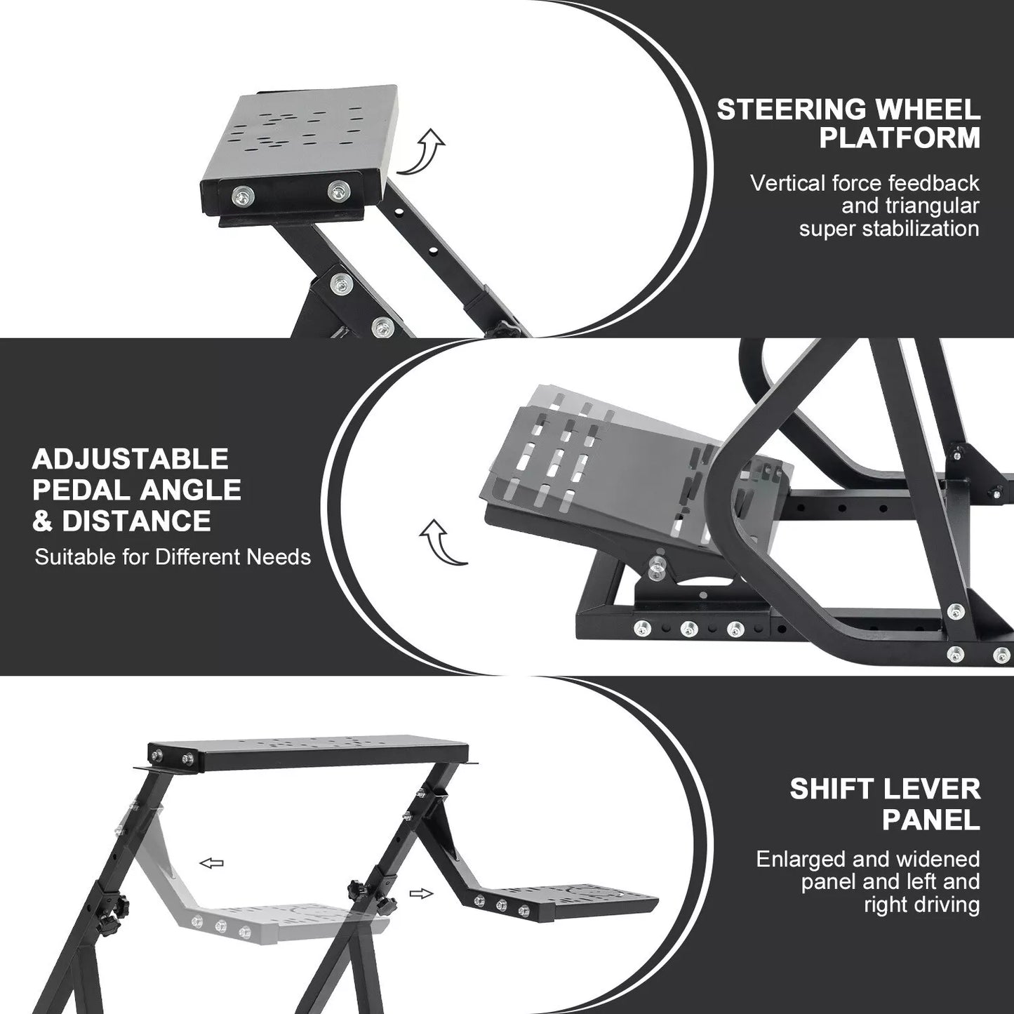 Hottoby Sim Racing CockpitWheel Stand Adjustable Fit Logitech G29 G920 Fanatec