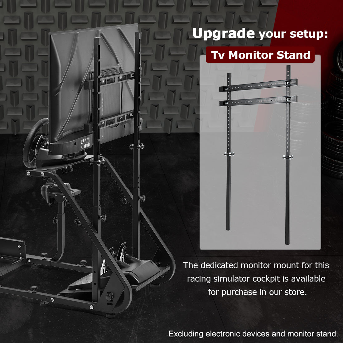 Zootopo Racing Simulator Cockpit Mountable Monitor Stand&Adjustable, Fits for Logitech/Thrustmaster/Fanatec G920 G923 G29&T80 T150, Frame Double Arm Reinforcement, No Steering Wheel,Pedal,Handbrake,Seat