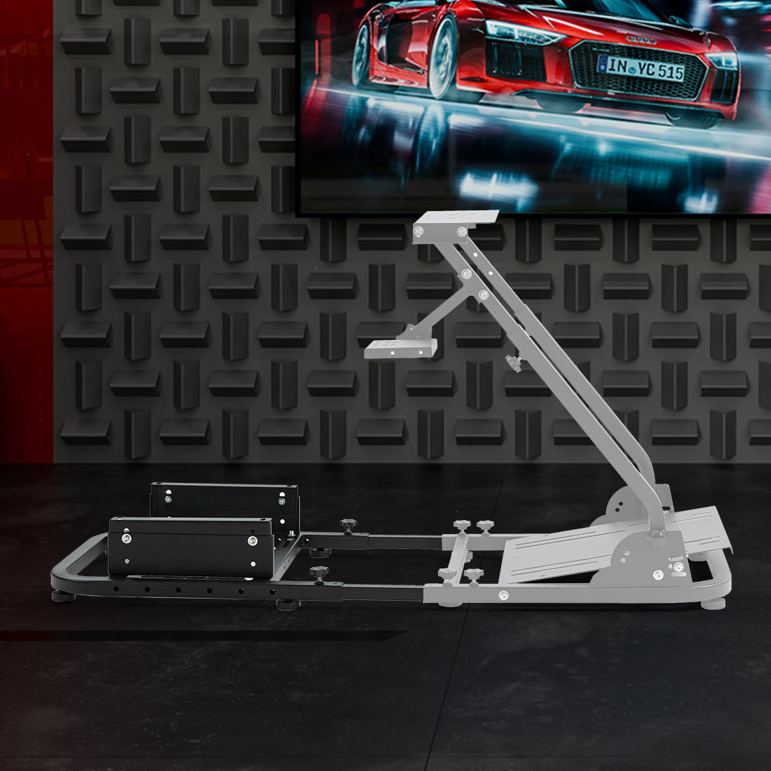 Zootopo Alloy Racing Bracket Accessories, Rear Half of Racing Wheel Stand Adjustable Width and Height of Seat Stand, Racing Simulator Cockpit Seat Mount, Support DIY