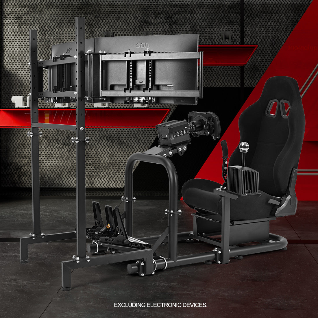 Zootopo Racing Sim Cockpit with Triple Monitor Mount and Seat Fits for Logitech/Thrustmaster/Fanatec/Moza G29 G920 G923 CSL-DD T248 Wheel Shifter Pedals  TV NOT Included
