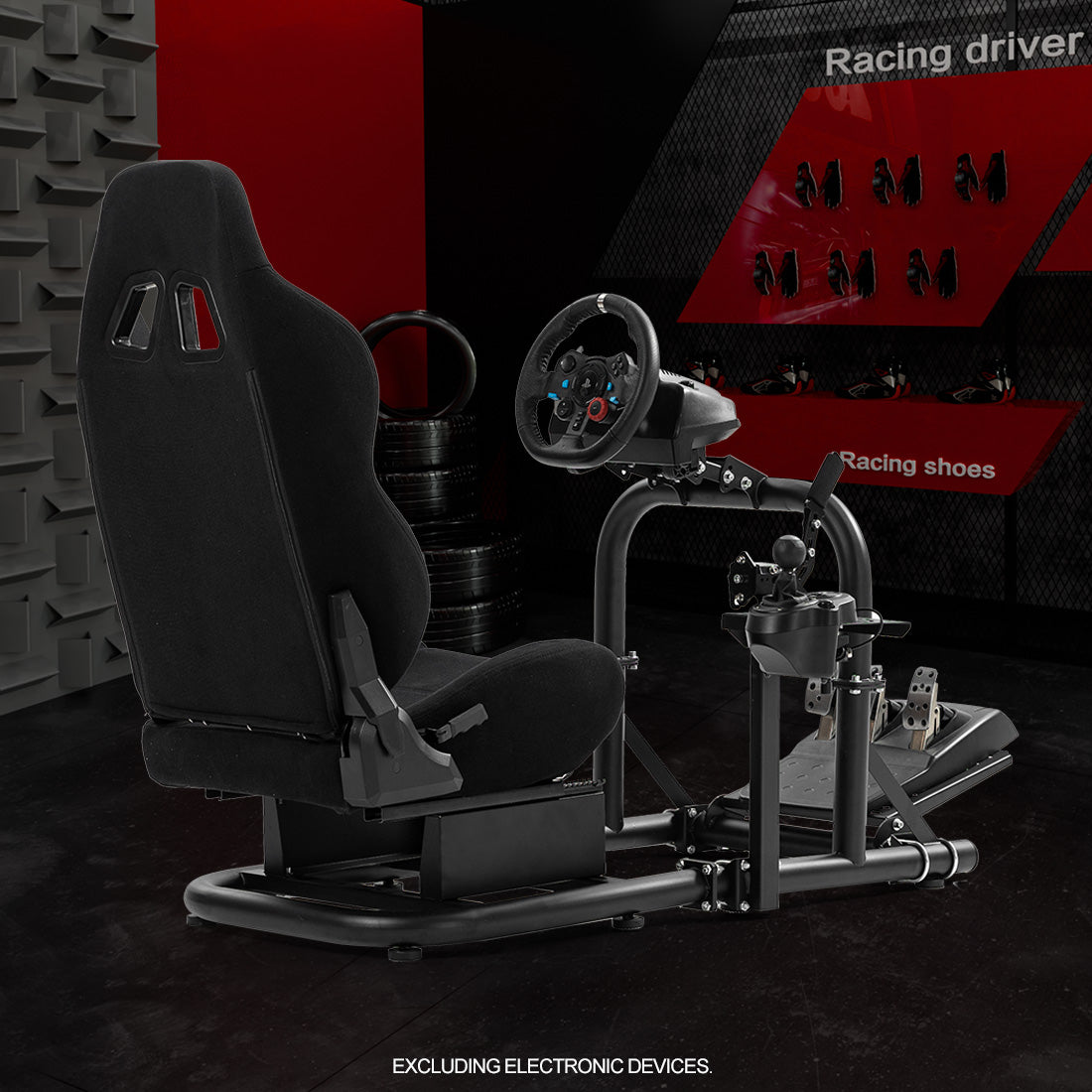 Zootopo Racing Driving Simulator Cockpit with Black Seat Stability Upgrade Fit for Logitech/Thrustmaster/Fanatec G27,G29,G920,G923,T300RS &CSL-DD Wheel Frame,No Steering Wheel,Pedal,Handbrake