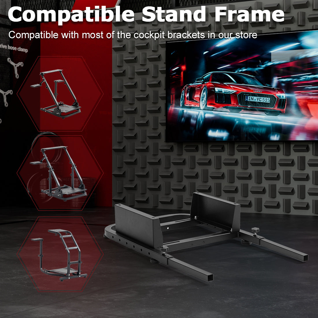 Zootopo Rear Seat Stand Racing Wheel Frame Parts/Accessories Mounting Seat Installable Most Chair Stand Simulator Cockpit Wheel and Pedals Not Included