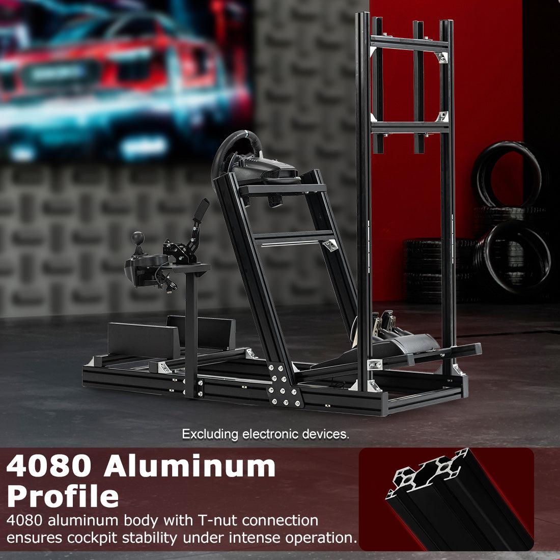 Zootopo 8040 Aluminum Profile Racing Simulator Cockpit with Monitor Frame Fit for Logitech/Thrustmaster/Fanatec G25 G27 G29 G923 T80,F1 Trunk,No Seat,Handbrake,Pedals,Steering Wheel