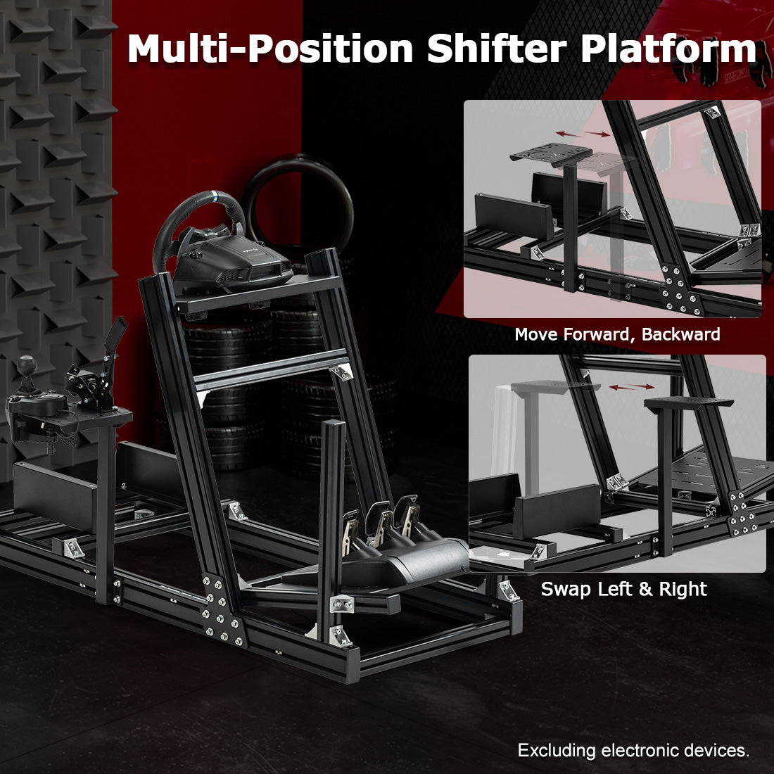 Zootopo 8040 Aluminum Profile Racing Simulaor Cockpit Fit for Logitech/Thrustmaster/Fanatec/Moza G920,G923 Professional&Expandability,F1 Trunk,No Seat,Handbrake,Pedals,Steering Wheel