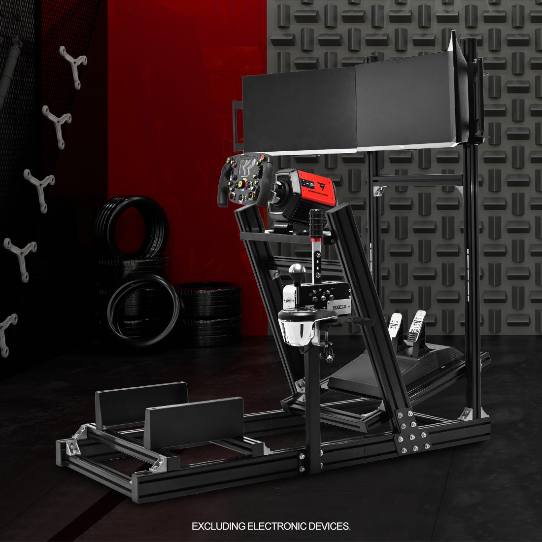 Zootopo 8040 Aluminum Profile Racing Simulator Cockpit with Triple Display Stand Fit for Logitech/Thrustmaster/Fanatec G25 G27 G29 G923 T80,F1 Trunk,No Seat,Handbrake,Pedals & Steering Wheel