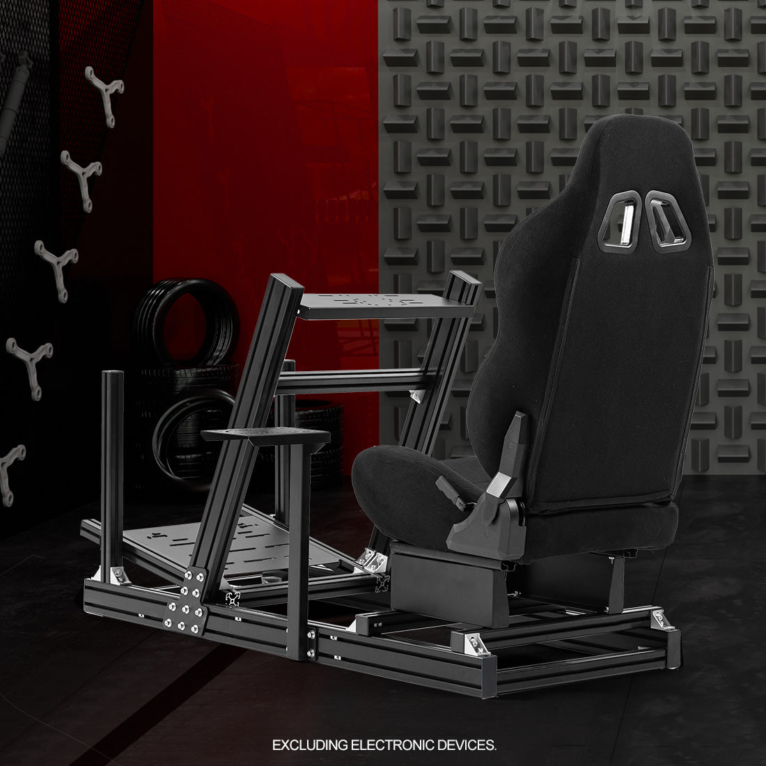 Zootopo 8040 Aluminum Profile Racing Simulaor Cockpit Simulator with Black Seat Fit for Logitech/Thrustmaster/Fanatec/Moza G920,G923 Professional&Expandability,F1 Truck,No Handbrake,Pedals,Steering Wheel