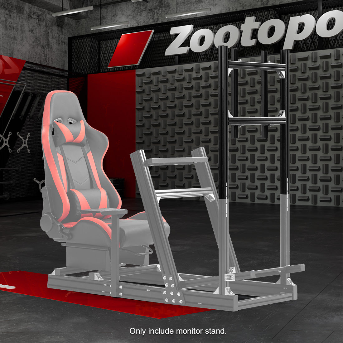 Zootopo 4040 Aluminum Profile Monitor Stand for Racing Simulator Cockpit Compatible with 27-65 Inch Display TV Mount,Adjustable Height,No Steering Wheel,Shift Lever,Pedals,TV,Seat and Cockpit