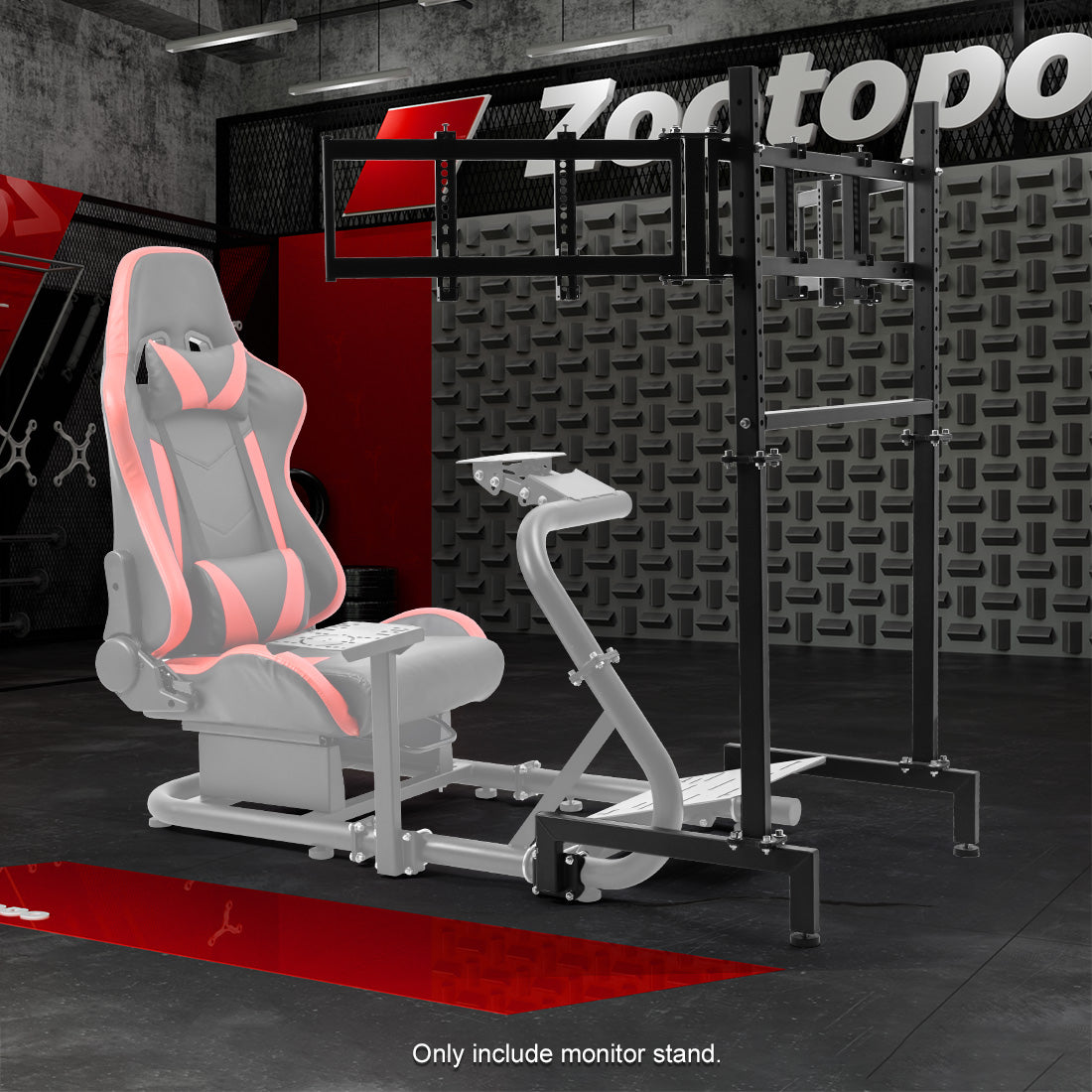 Zootopo Sim Racing Triple Monitor Stand for 24-32 Inch Display 3 Screens TV Mount Compatible with Round Tube Racing Sim Cockpit,Adjustable Height Width,NO Steering Wheel,Shift Lever,Pedals,TV,Seat and Cockpit