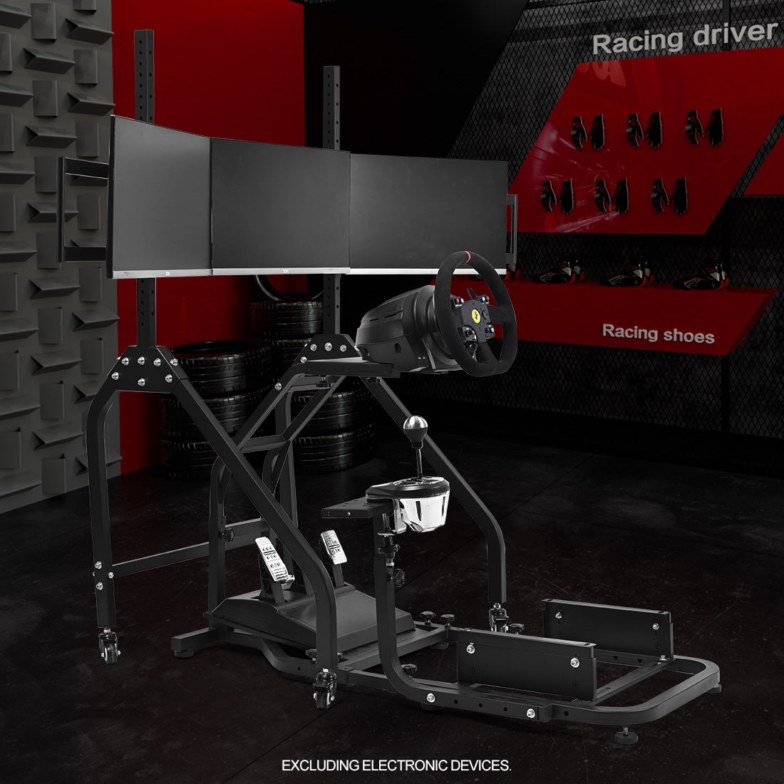 Zootopo Adjustable Racing Sim Cockpit with Triple Monitor Stand Unobstructed Design for Both Legs Fit for Logitech/Thrustmaster G29 G923 G25 T80 T150 Racing Wheel Cockpit Not Include Steering Wheel,Pedals,Handbrake