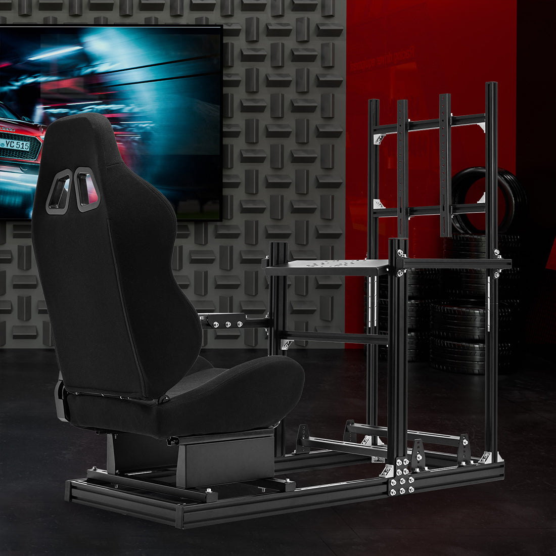 Zootopo 3060 Aluminum Profile Racing Simulator Cockpit with Monitor Mount, Fit for Thrustmaster/Fanatec/Logitech G29 , Adjustable Driving Simulator cockpit, Does Not Include Steering Wheel, Pedals, or Handbrake