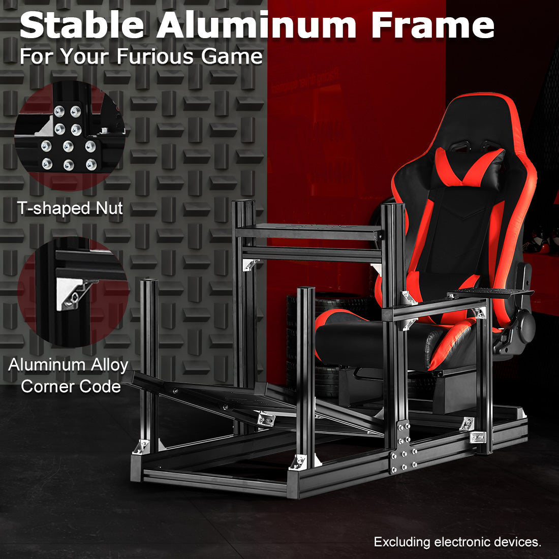 Zootopo 8040 Aluminum Profile Racing Sim Cockpit with Red Seat Fit Logitech G923 G920, Adjuatable Driving Simulator Cockpit Not Include Steering Wheel,Pedals,Handbrake