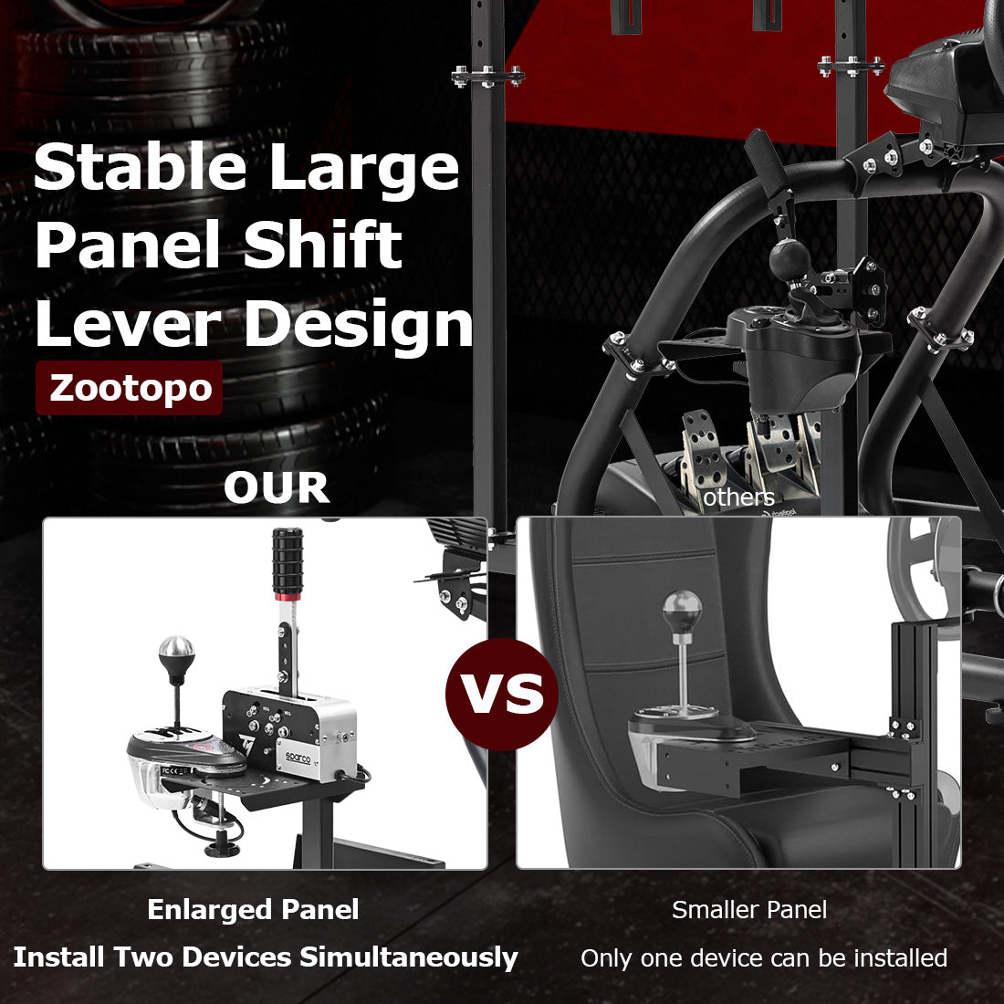 Zootopo Professional Racing Simulator Cockpit with Monitor Stand, Fit for Logitech G920/Thrustmaster/Moza, Streamlined Dual-arm Design, No Wheel, Pedals, Handbrake, Seat,and Monitor