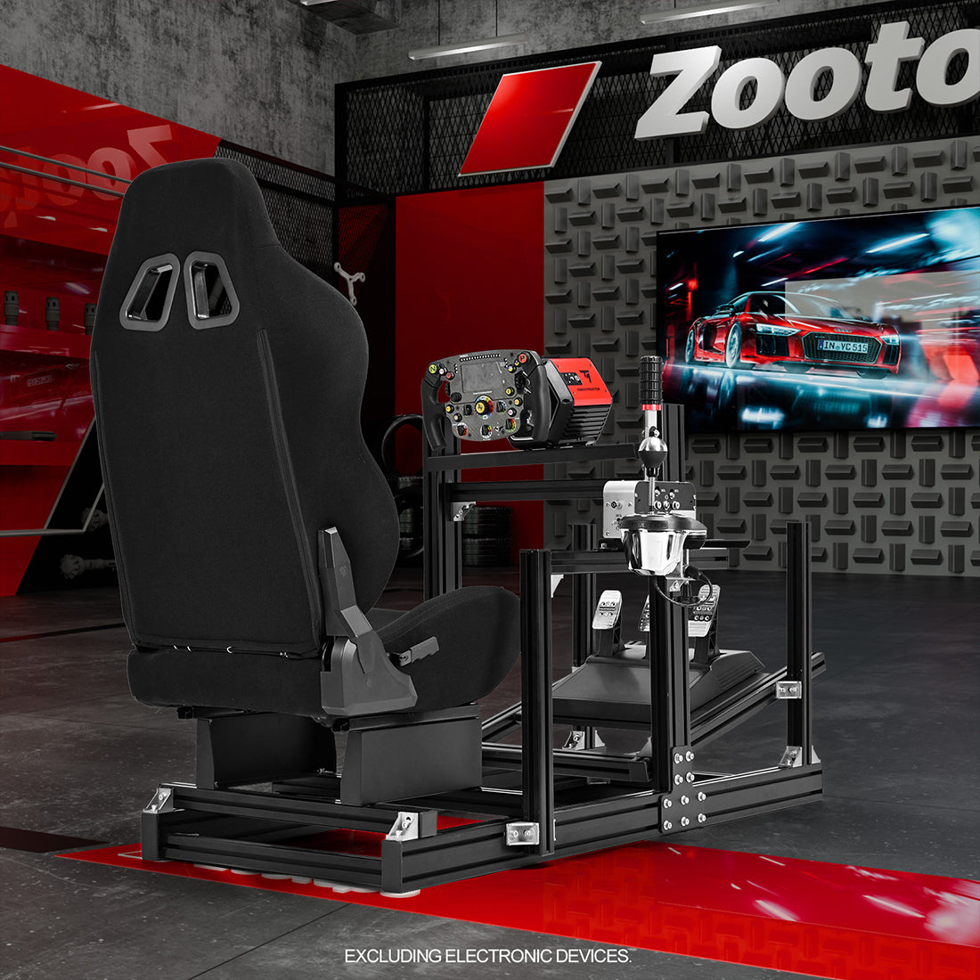 Zootopo 8040 Aluminum Profile Racing Sim Cockpit with Black Seat Fit Logitech G923 G920, Adjuatable Driving Simulator Cockpit Not Include Steering Wheel,Pedals,Handbrake