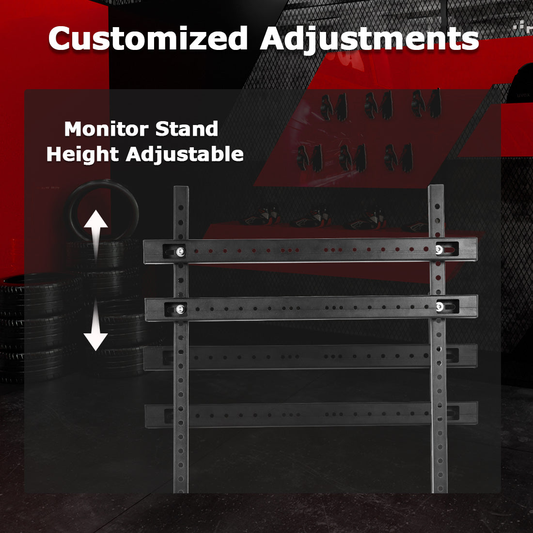 Zootopo Adjustable Sim Racing Cockpit with Black Seat Monitor Frame, Fit for Logitech/Thrustmaster/Fanatec G920 G923 G29 T80, Frame Double Arm Reinforcement, No Steering Wheel,Pedal,Handbra,Display