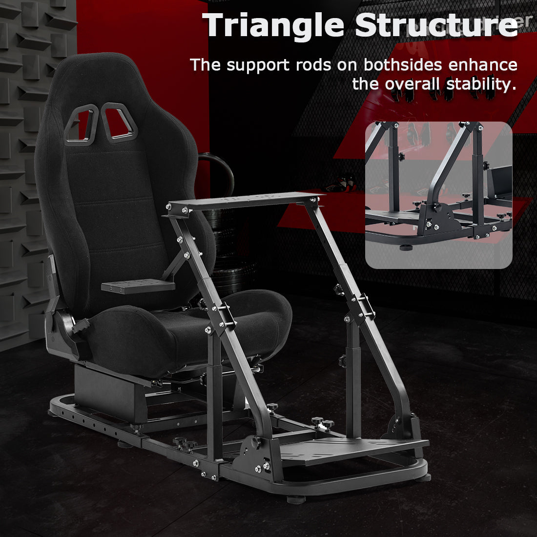 Zootopo Racing Simulator Cockpit with Black Seat Fit for Logitech G923/G29/G920, Thrustmaster, Fanatec,  Unlimited Adjustment,Not Included Shifter,Wheel,Pedals