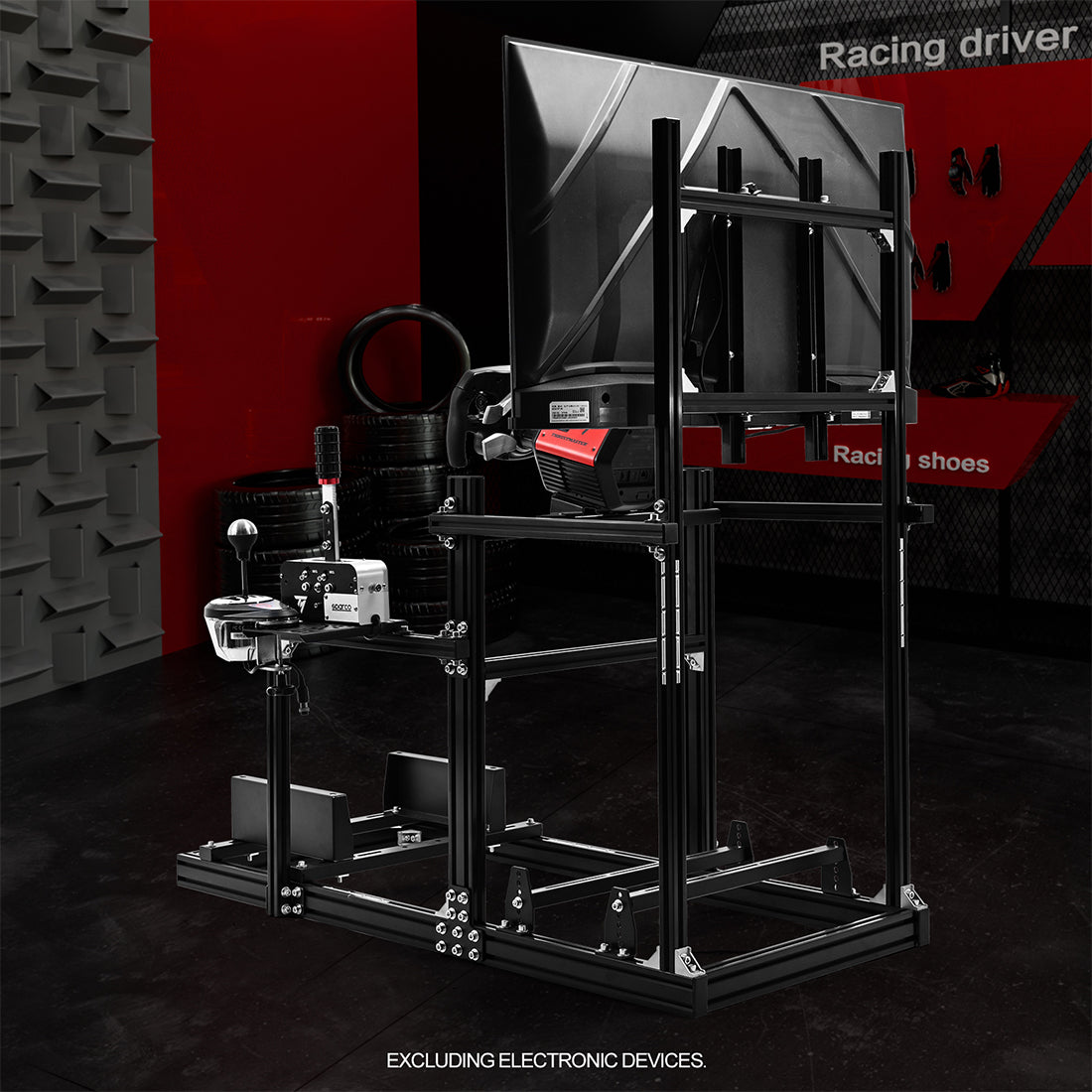 Zootopo Racing Simulator Cockpit with Monitor Mount, crafted from 3060 Aluminum Profile, Fit for Thrustmaster/Fanatec/Logitech G29 GPro, Unlimited Adjustment,Not Include Steering Wheel,Pedals,Handbrake