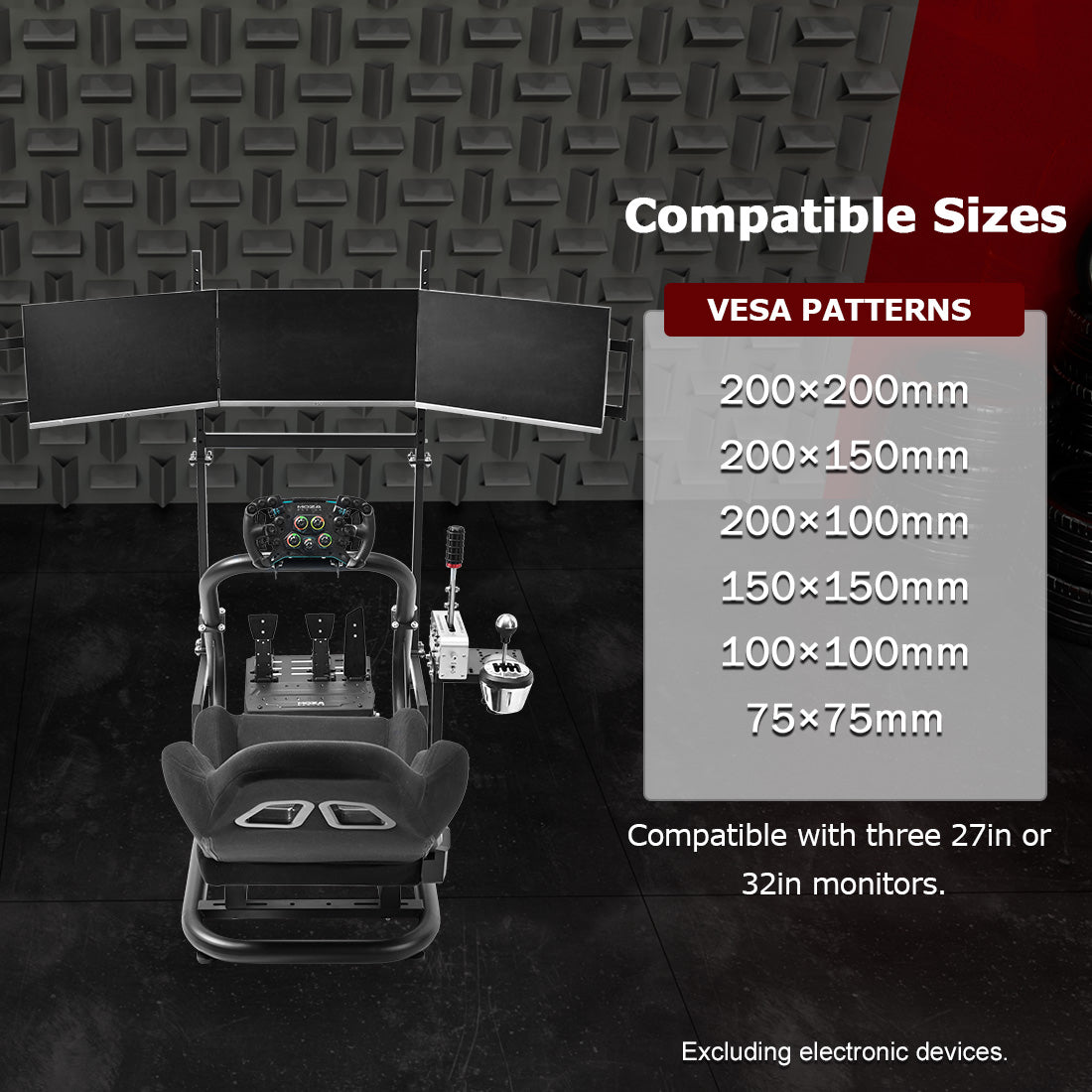 Zootopo Professional Racing Simulator Cockpit Frame with Black Seat&Monitor Stand, Fit for Logitech G920/Thrustmaster/Moza, Shifter Platform Upgrade, No Wheel, Pedals, Handbrake and Monitor