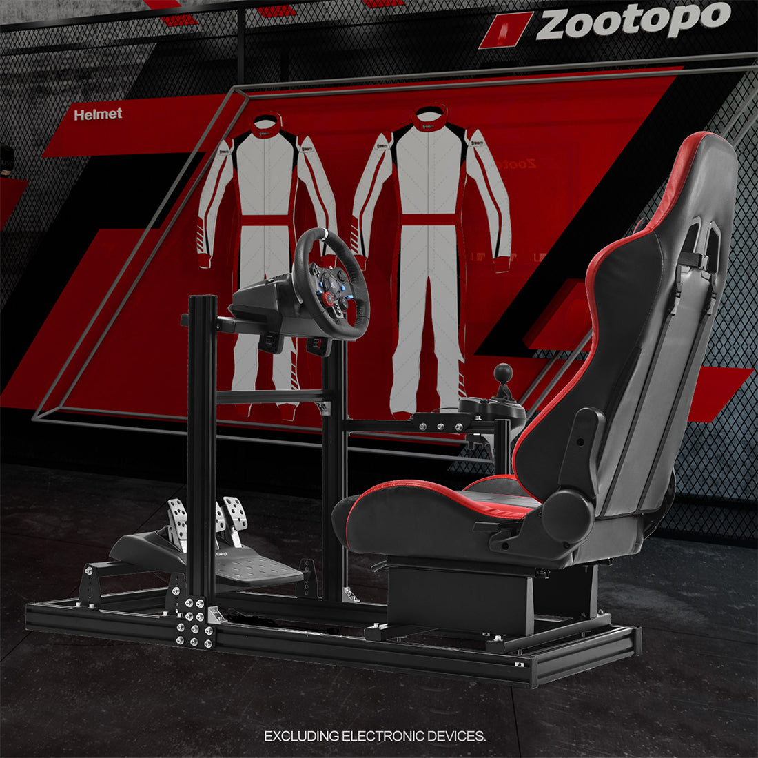 Zootopo Aluminum Profile 3060 Racing Simulator Cockpit with Seat,Fit for Thrustmaster/Fanatec/Logitech G29 ,  featuring infinite adjustability,  Not Include Steering Wheel,Pedals,Handbrake