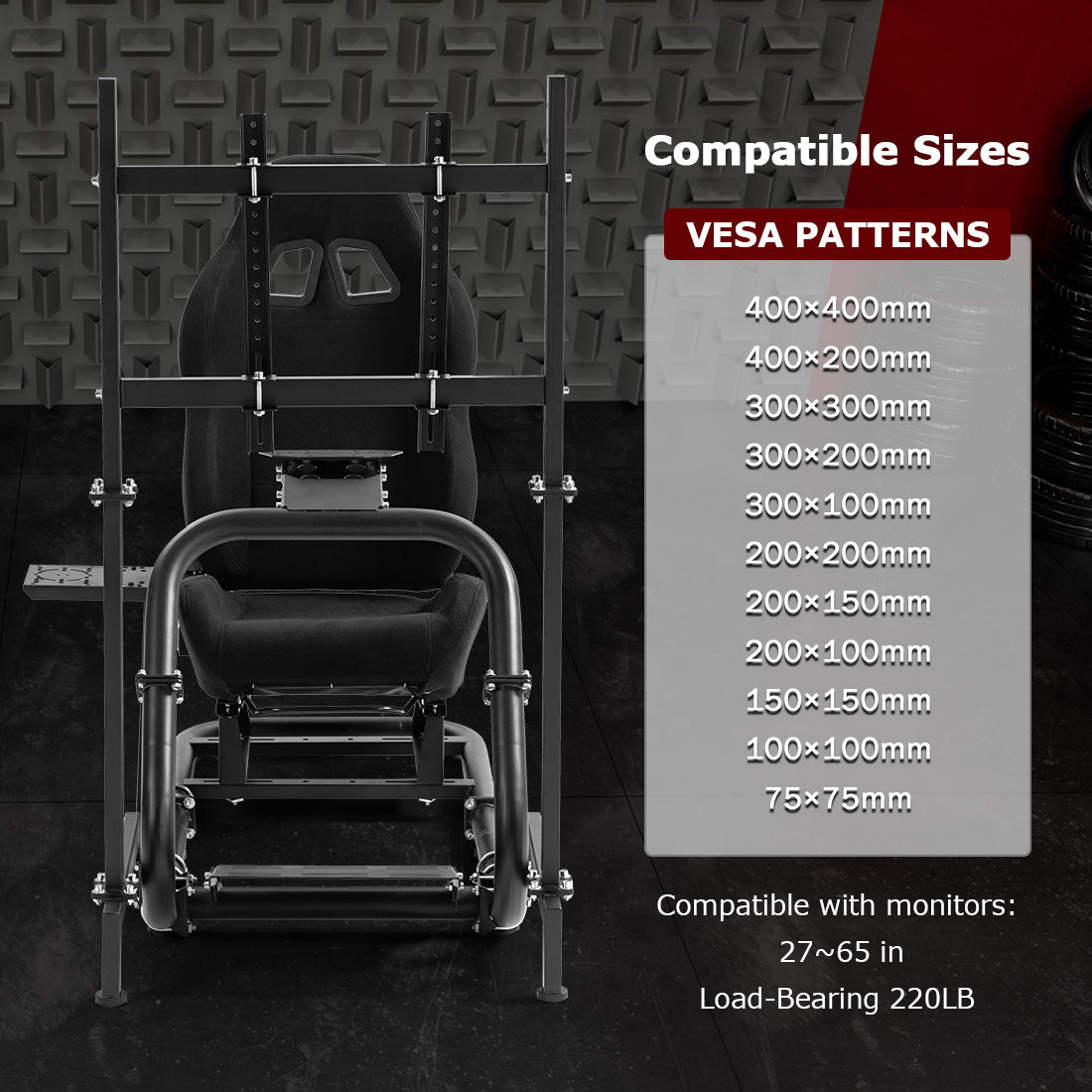 Zootopo Professional Racing Simulator Cockpit with TV Stand&Seat, Fit for Logitech G920/Thrustmaster/Moza, Streamlined Dual-arm Design, No Wheel, Pedals, Handbrake, and Monitor